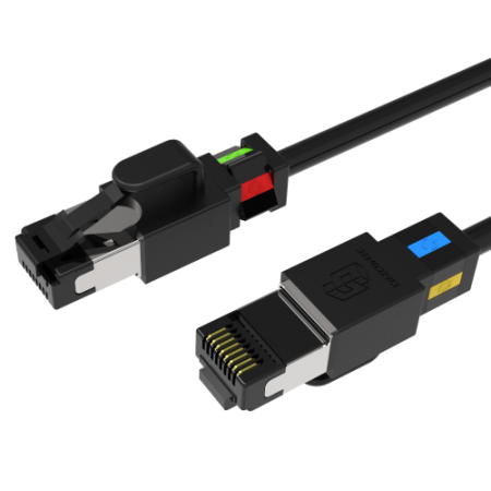 Cable de conexión apantallado Cat.6A delgado con clips de color giratorios - Latiguillo 6A 30AWG
